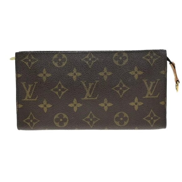 LOUIS VUITTON Logo BUCKET GM Pouch Bag Monogram Leather Brown - Picture 1 of 12